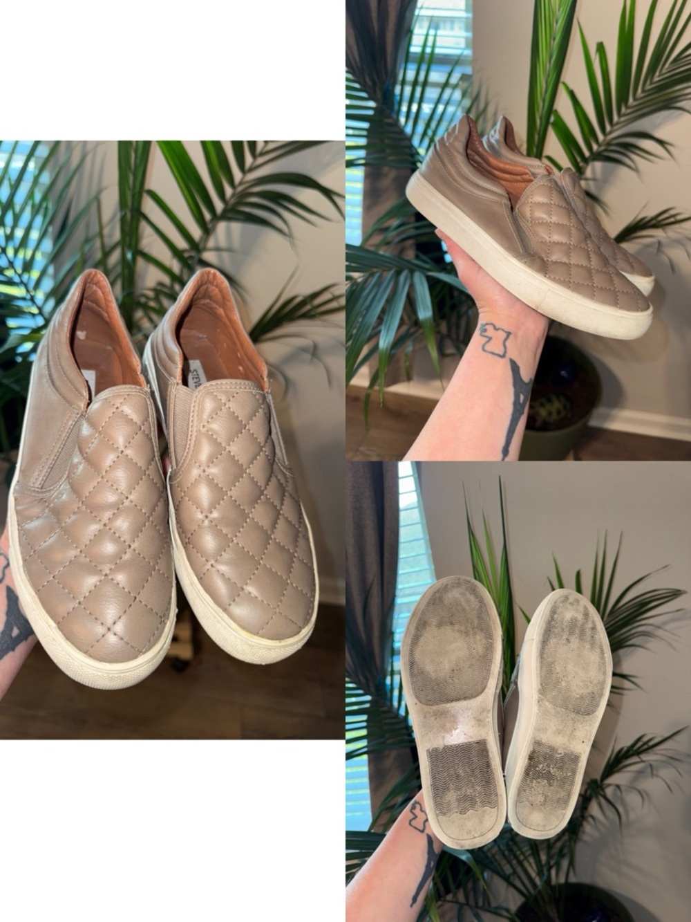 Steve Madden Quilted Slip-On Sneakers in Taupe